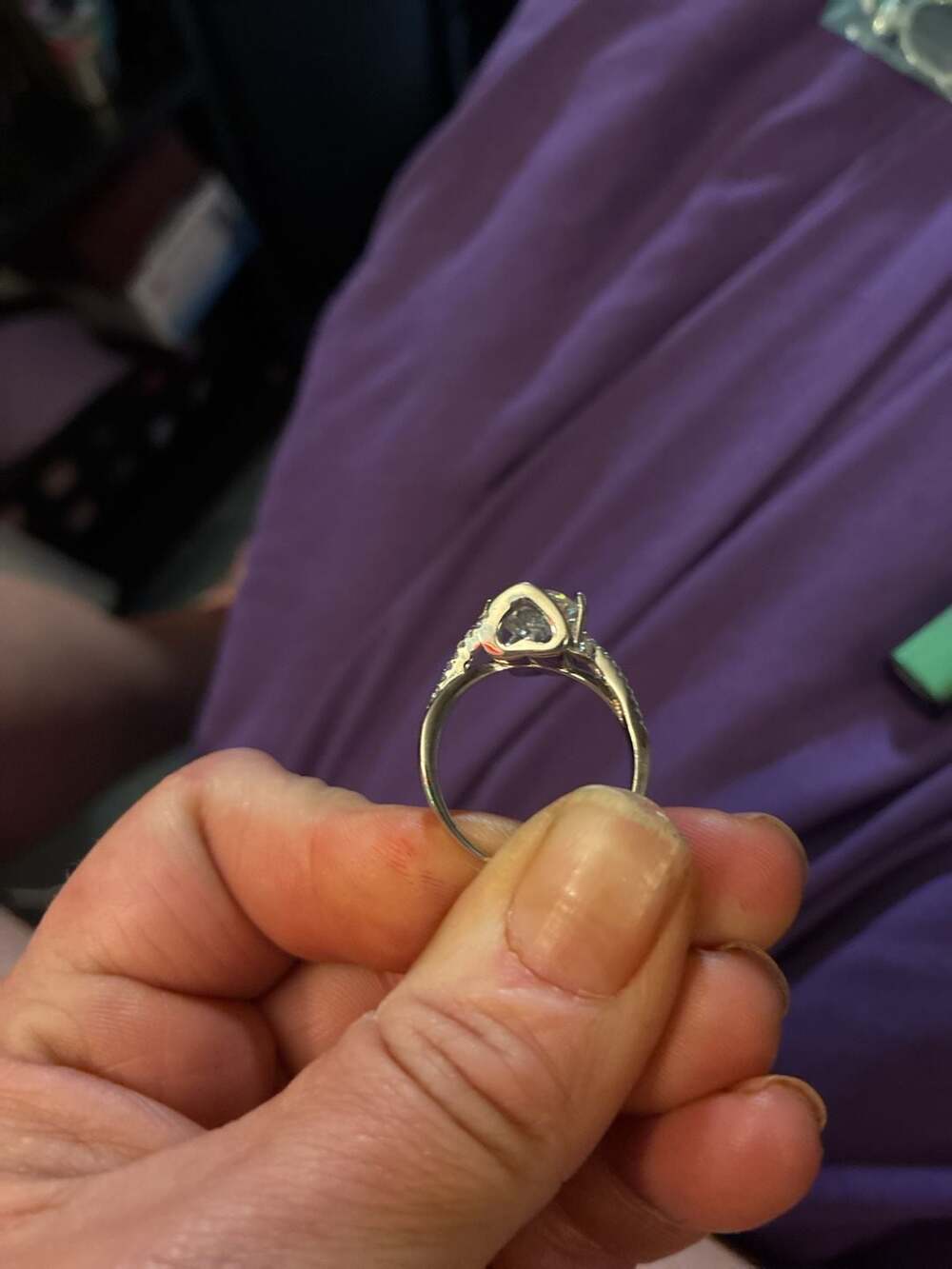 Modern style bypass, Solitaire ring with pave set accents, contemporary